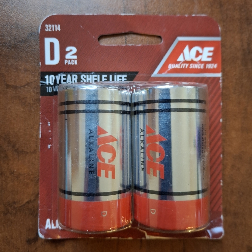 ACE Alkaline D Batteries 2-Pack
